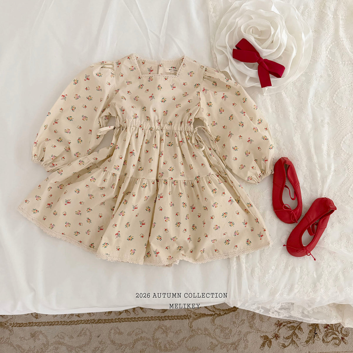 韓國童裝 26秋| ME55 Vintage Flower Dress 碎花連身裙 (80-140)
