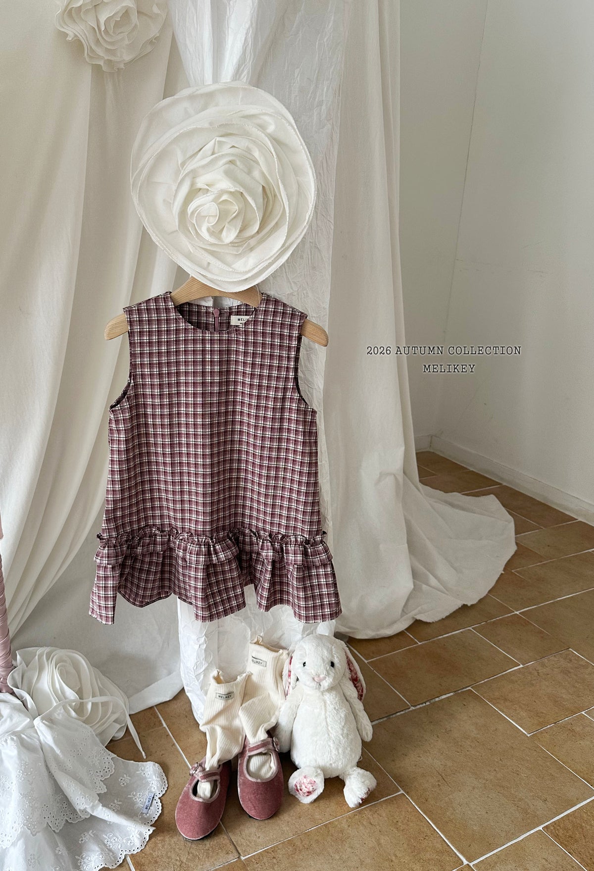 韓國童裝 26秋| ME52 Check Frill Dress 格子連身裙 (80-140)