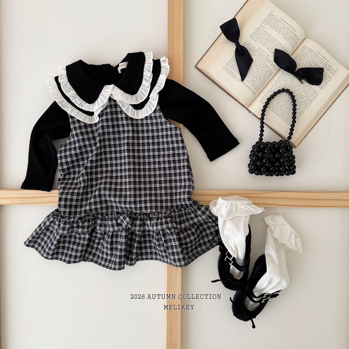 韓國童裝 26秋| ME52 Check Frill Dress 格子連身裙 (80-140)