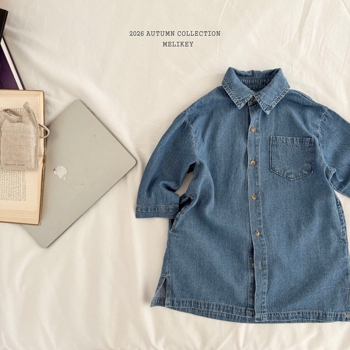 韓國童裝 26秋| ME51 Denim Shirt Dress 牛仔襯衫裙 (80-140)
