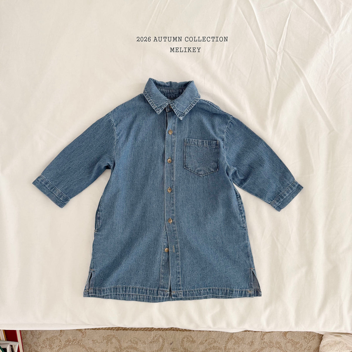 韓國童裝 26秋| ME51 Denim Shirt Dress 牛仔襯衫裙 (80-140)