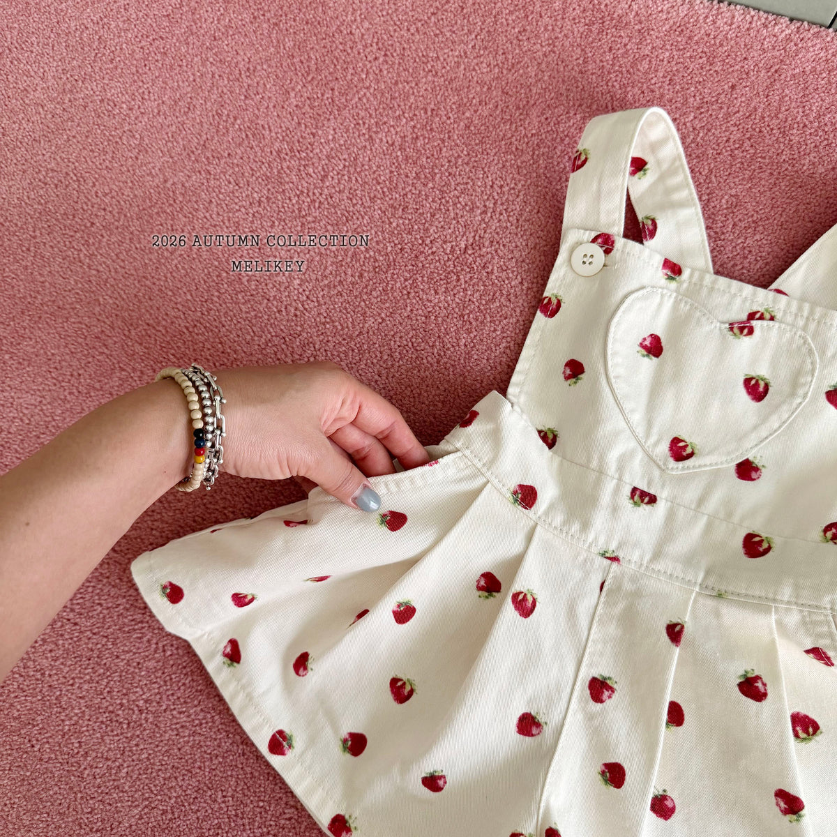韓國童裝 26秋| ME54 Strawberry Heart Overalls 吊帶褲 (80-140)