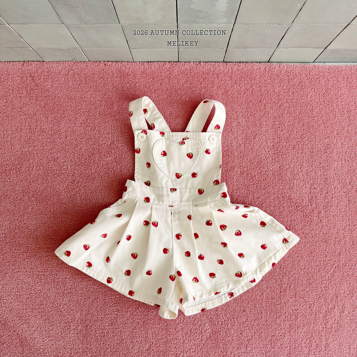 韓國童裝 26秋| ME54 Strawberry Heart Overalls 吊帶褲 (80-140)