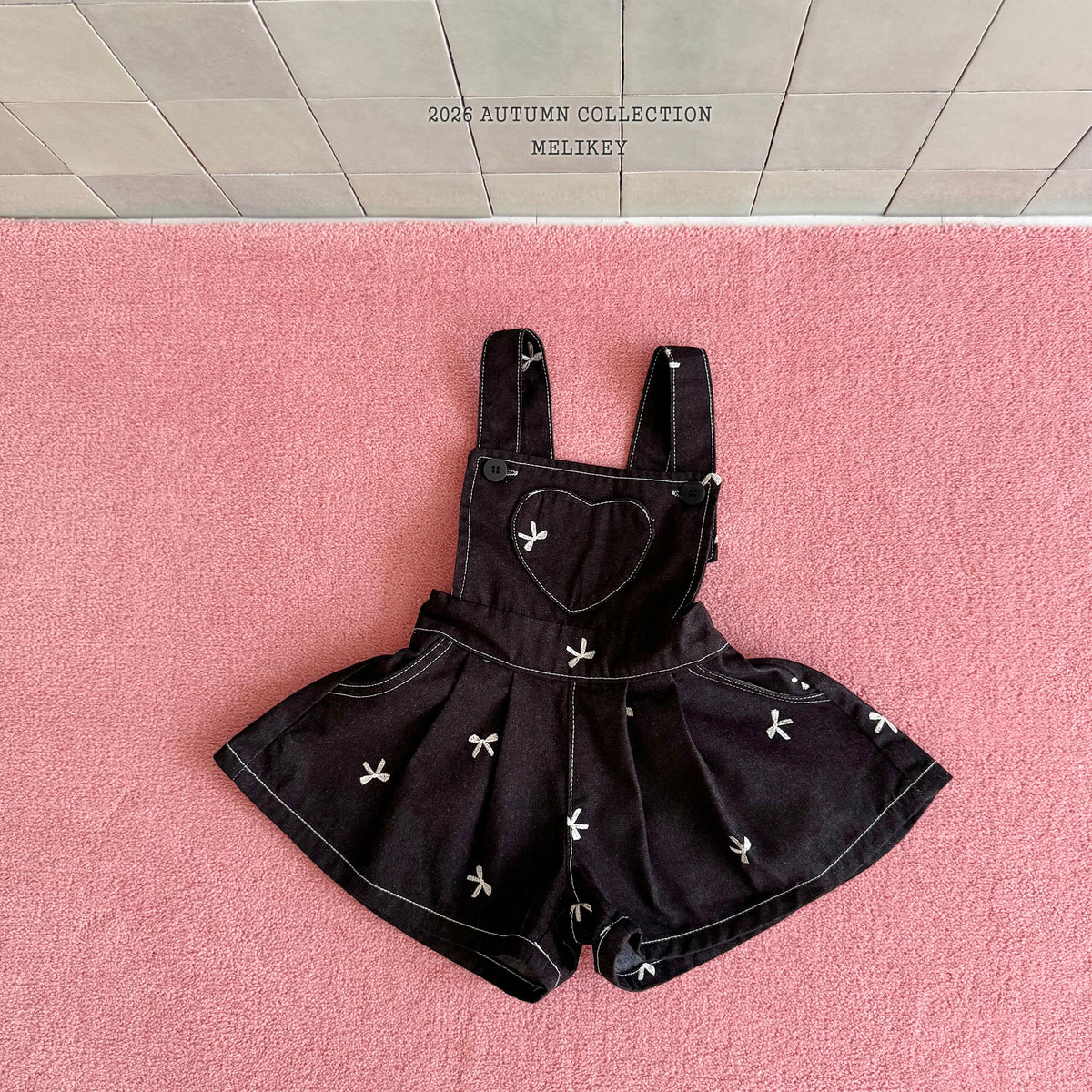 韓國童裝 26秋| ME53 Ribbon Embroidery Overalls 吊帶褲 (80-140)
