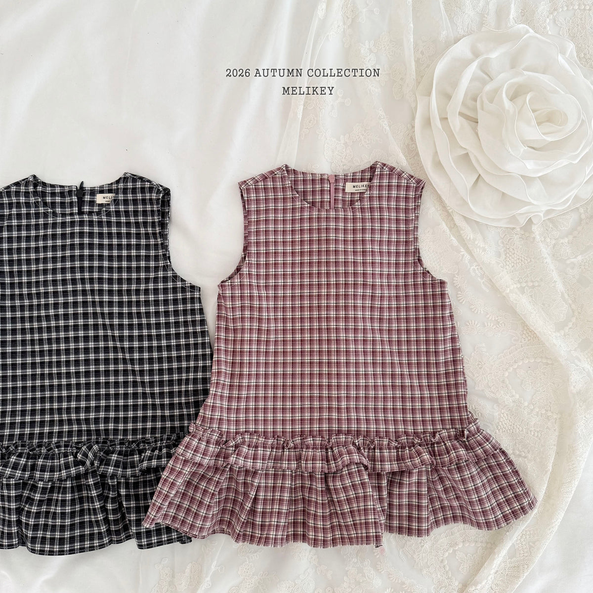 韓國童裝 26秋| ME52 Check Frill Dress 格子連身裙 (80-140)