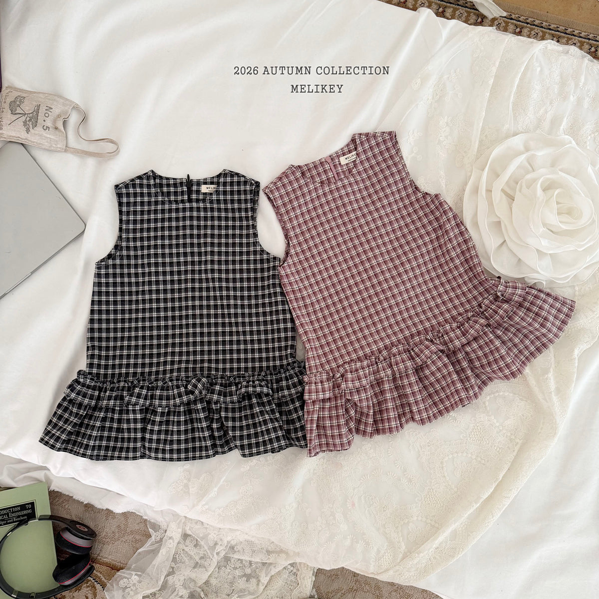 韓國童裝 26秋| ME52 Check Frill Dress 格子連身裙 (80-140)