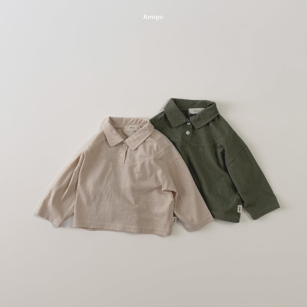 韓國童裝 26秋| AM22 Cut Collar T-shirt 上衣 (80-120)