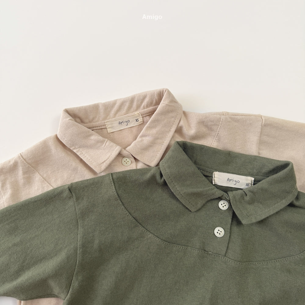 韓國童裝 26秋| AM22 Cut Collar T-shirt 上衣 (80-120)