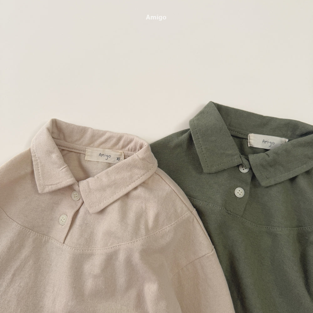 韓國童裝 26秋| AM22 Cut Collar T-shirt 上衣 (80-120)