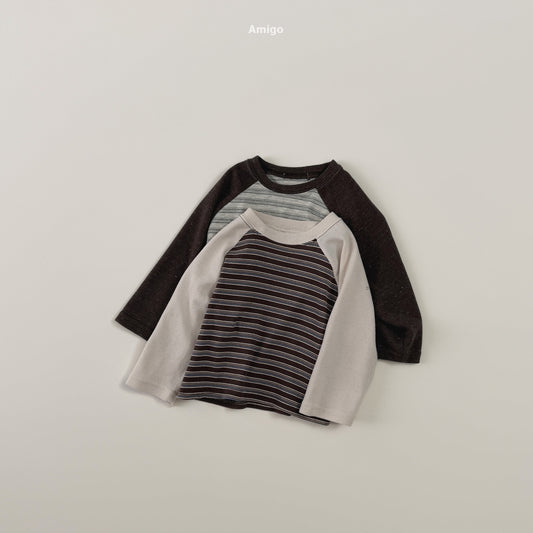 韓國童裝 26秋| AM07 Stripe Raglan T-shirt 上衣 (80-120)