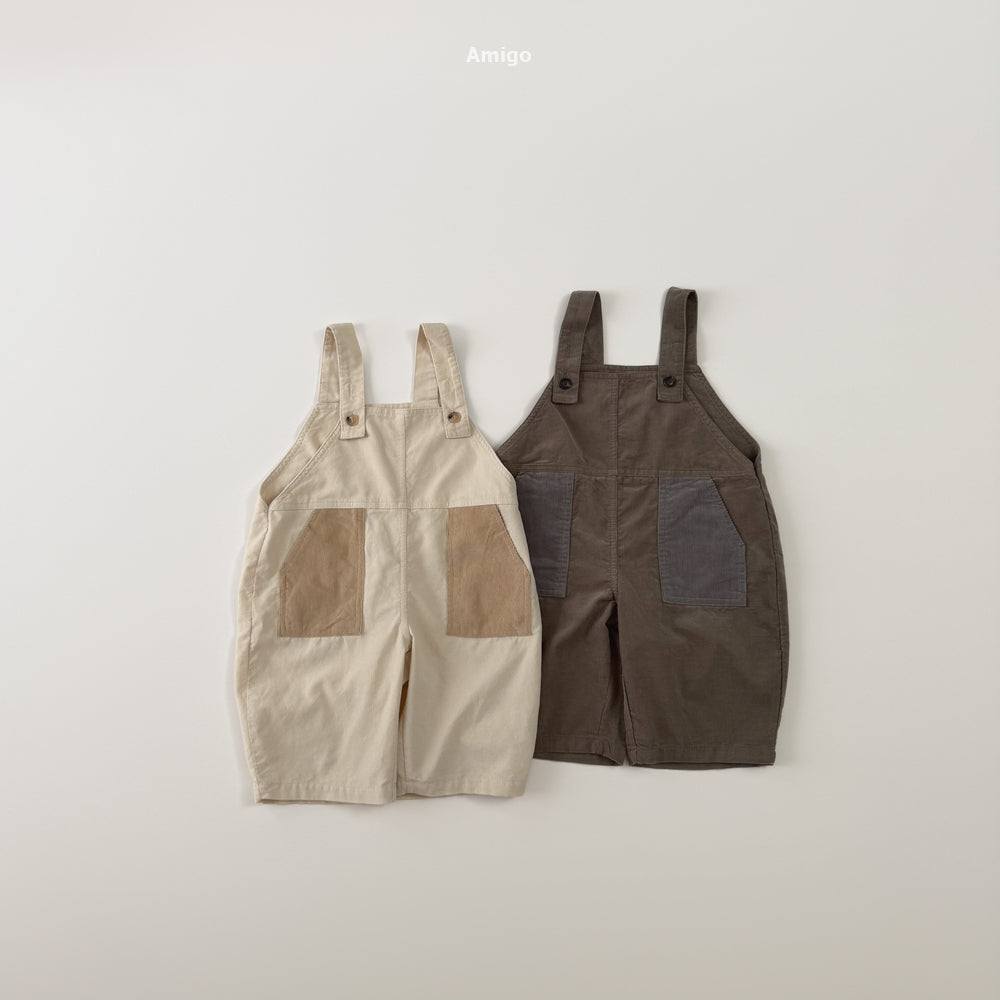 韓國童裝 26秋| AM41 Corduroy Block Overalls 吊帶褲 (80-120)