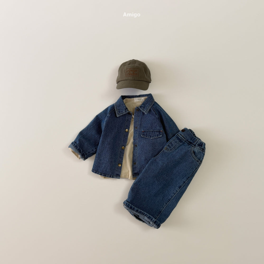 韓國童裝 26秋| AM35 Curve Denim Pants 牛仔褲 (80-120)