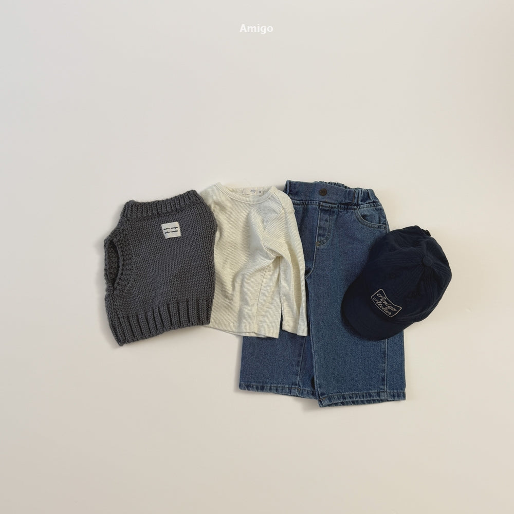 韓國童裝 26秋| AM35 Curve Denim Pants 牛仔褲 (80-120)