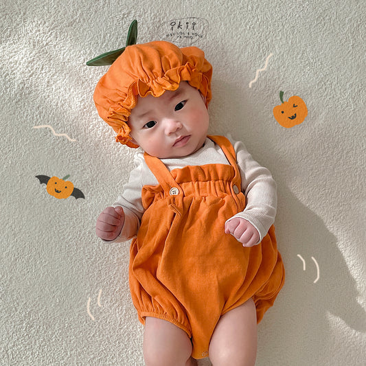 Halloween 南瓜連身衣兩件套 （連身衣+帽子）