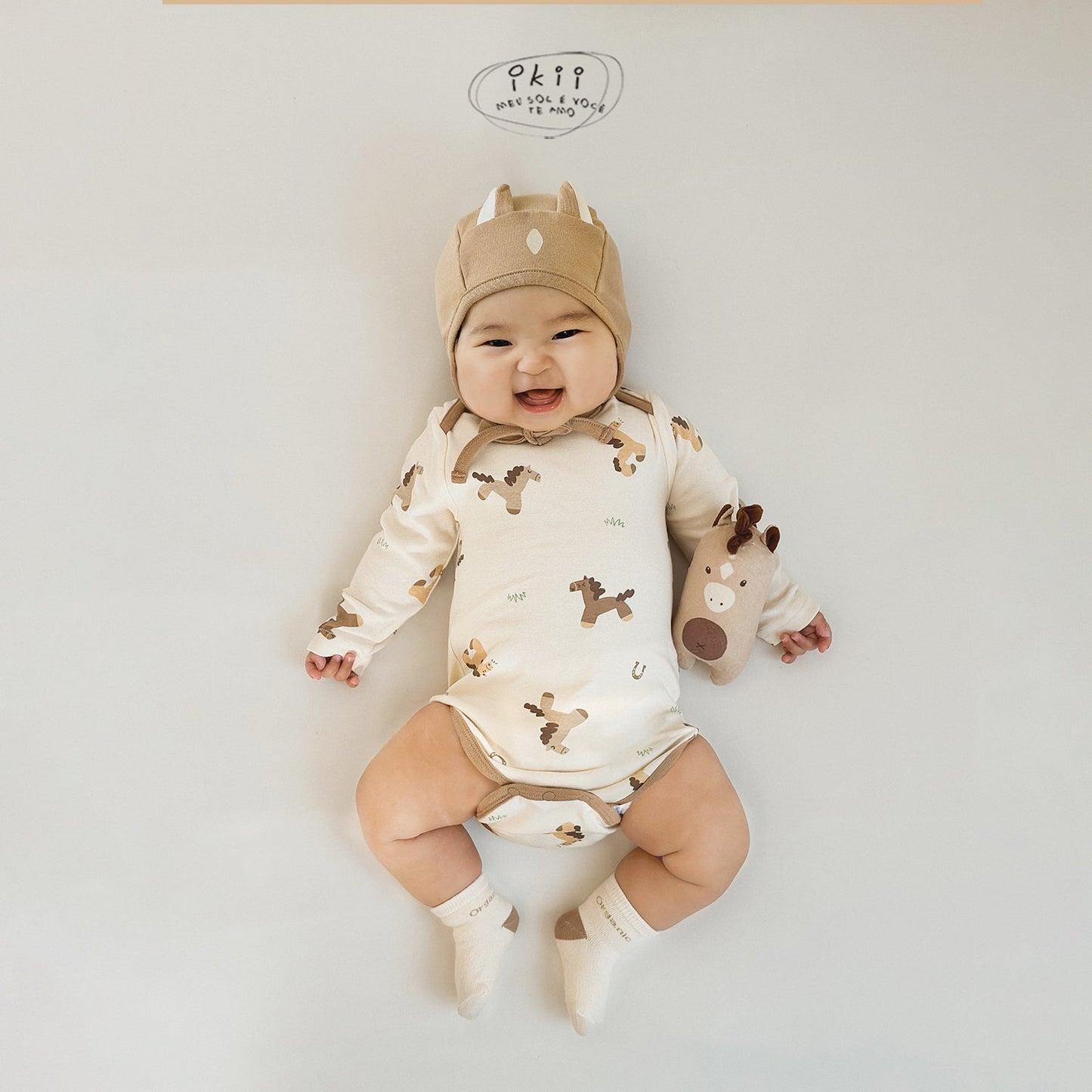 【現貨+預訂】ikii / Horse Baby 可愛馬仔連身衣連帽套裝 (Farm Horse)