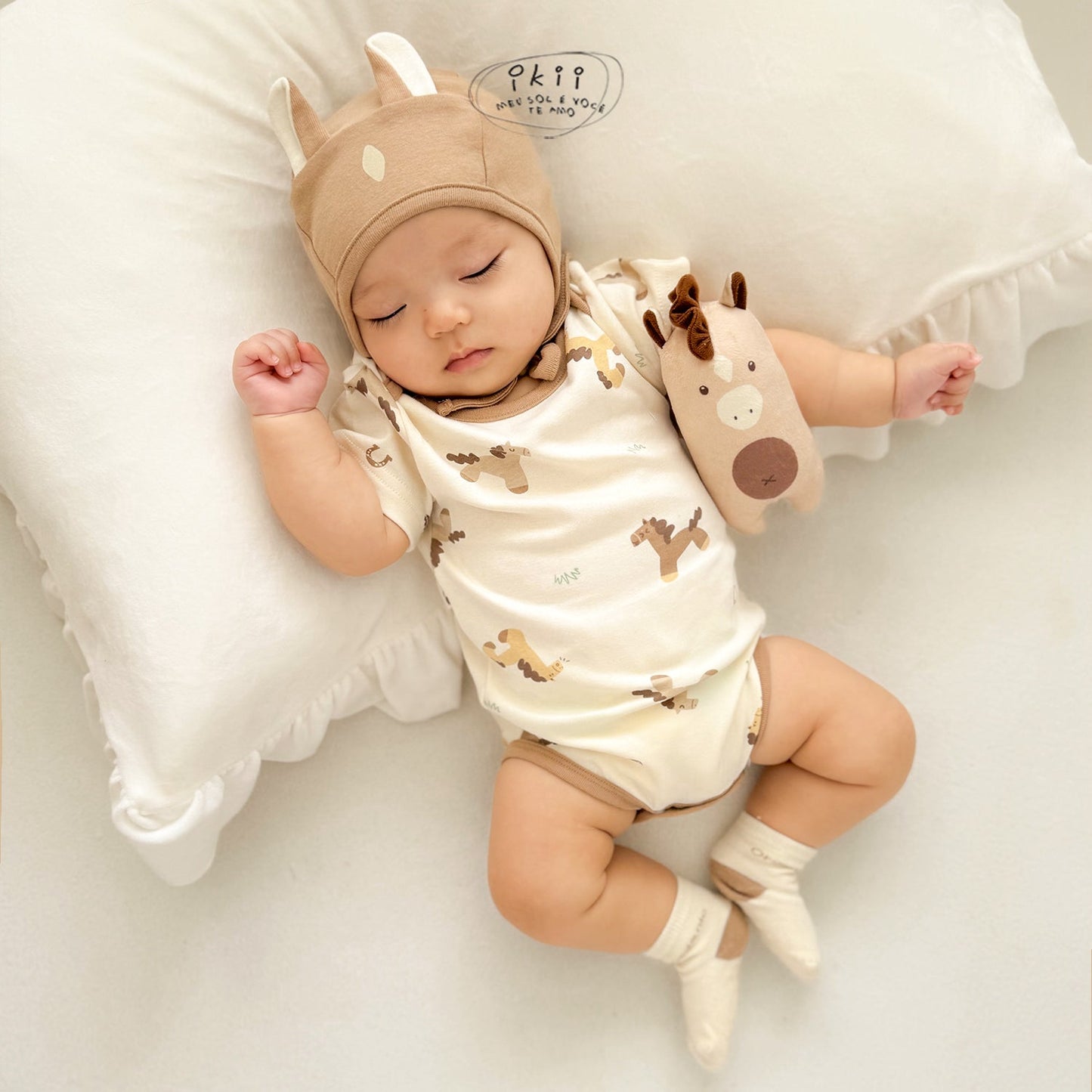 【現貨+預訂】ikii / Horse Baby 可愛馬仔連身衣連帽套裝 (Farm Horse)