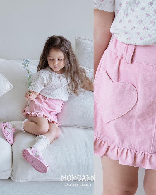韓國童裝 26夏| MN28 Frill Heart Skirt 荷葉邊愛心裙 (90-130cm)