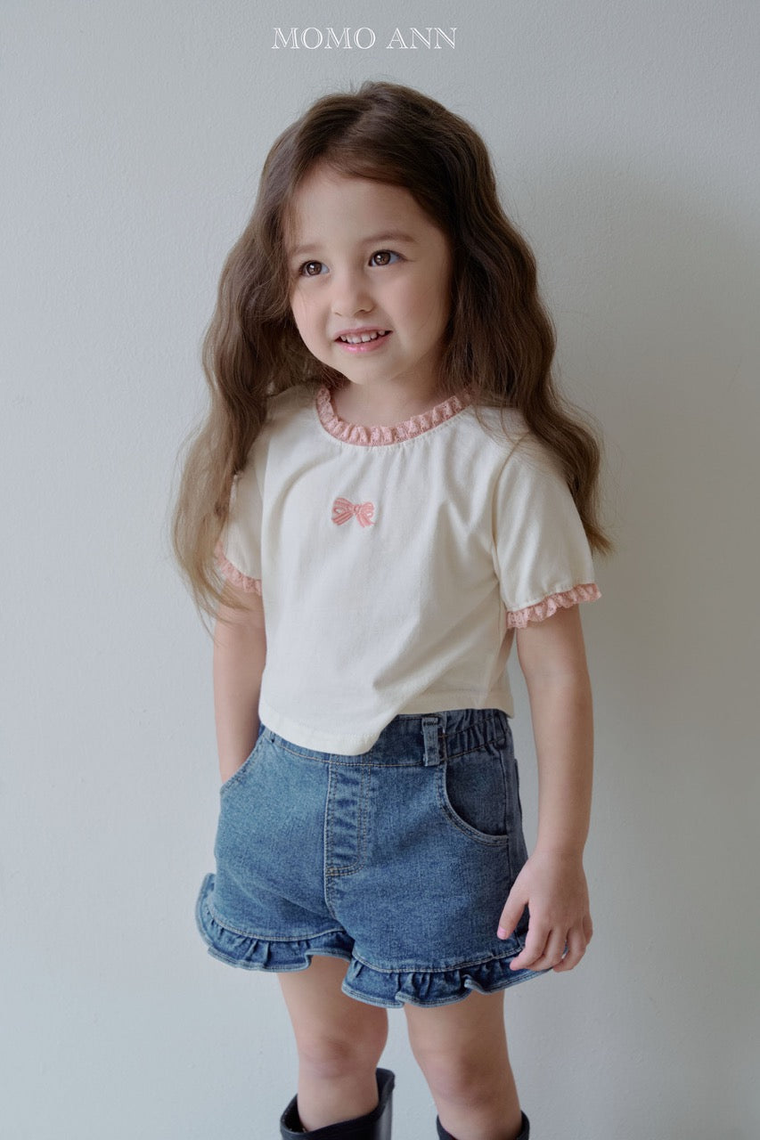 韓國童裝 26夏| MN18 Frill Denim Shorts 荷葉邊牛仔短褲 (90-140cm)