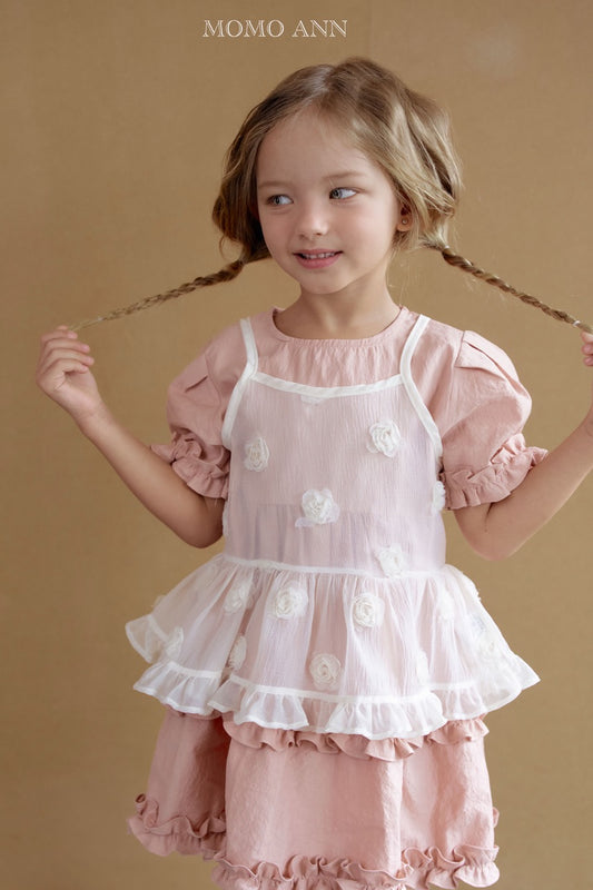韓國童裝 26夏| MN01 Rose Strap OPS 玫瑰細肩帶洋裝 (90-120cm)