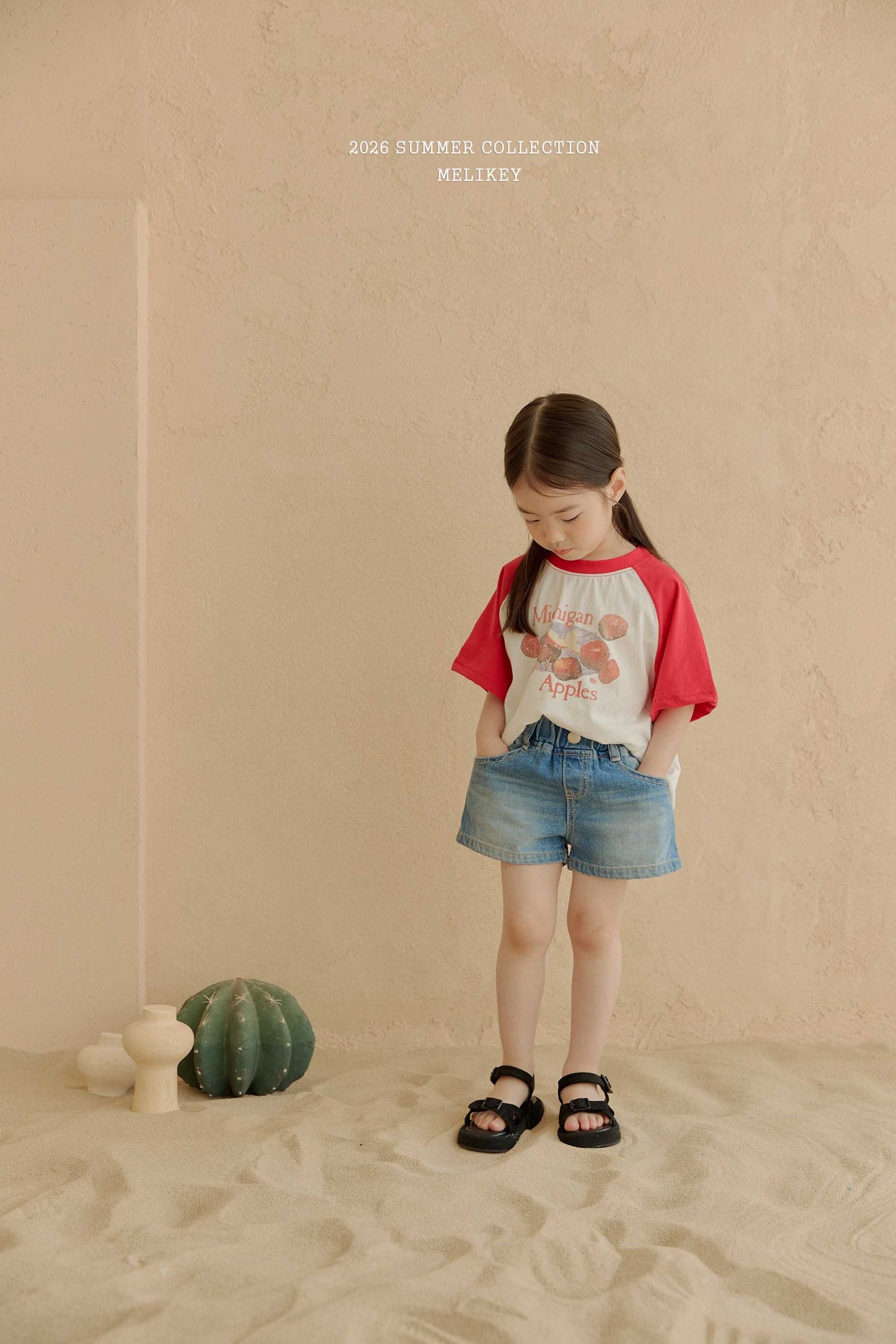 韓國童裝 26夏| ME49 Brush Denim P 刷色牛仔短褲 (80-140cm)