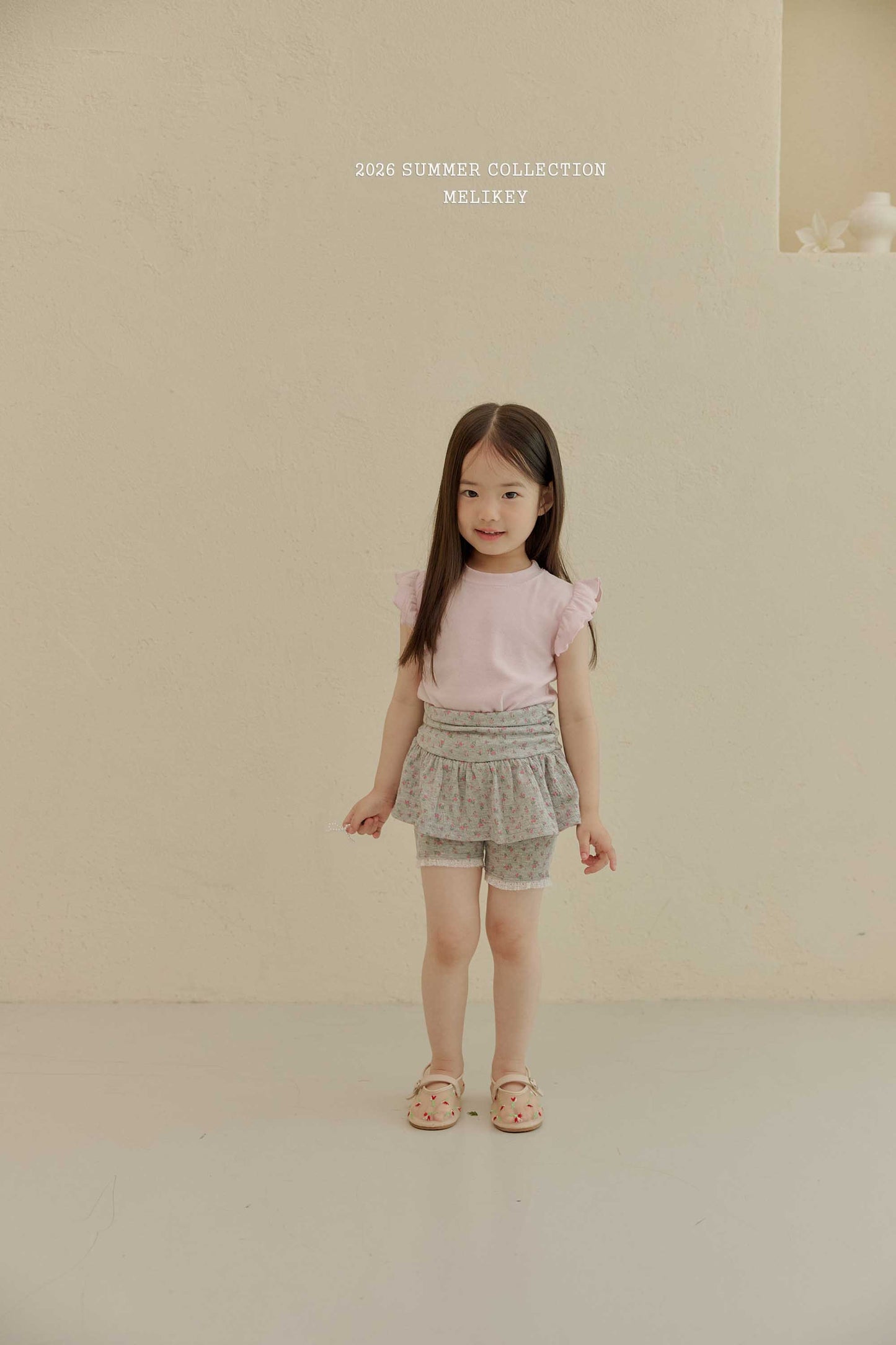 韓國童裝 26夏| ME48 Shirring Skirt Leggings 5-bu 抓皺裙褲5分褲 (80-140cm)
