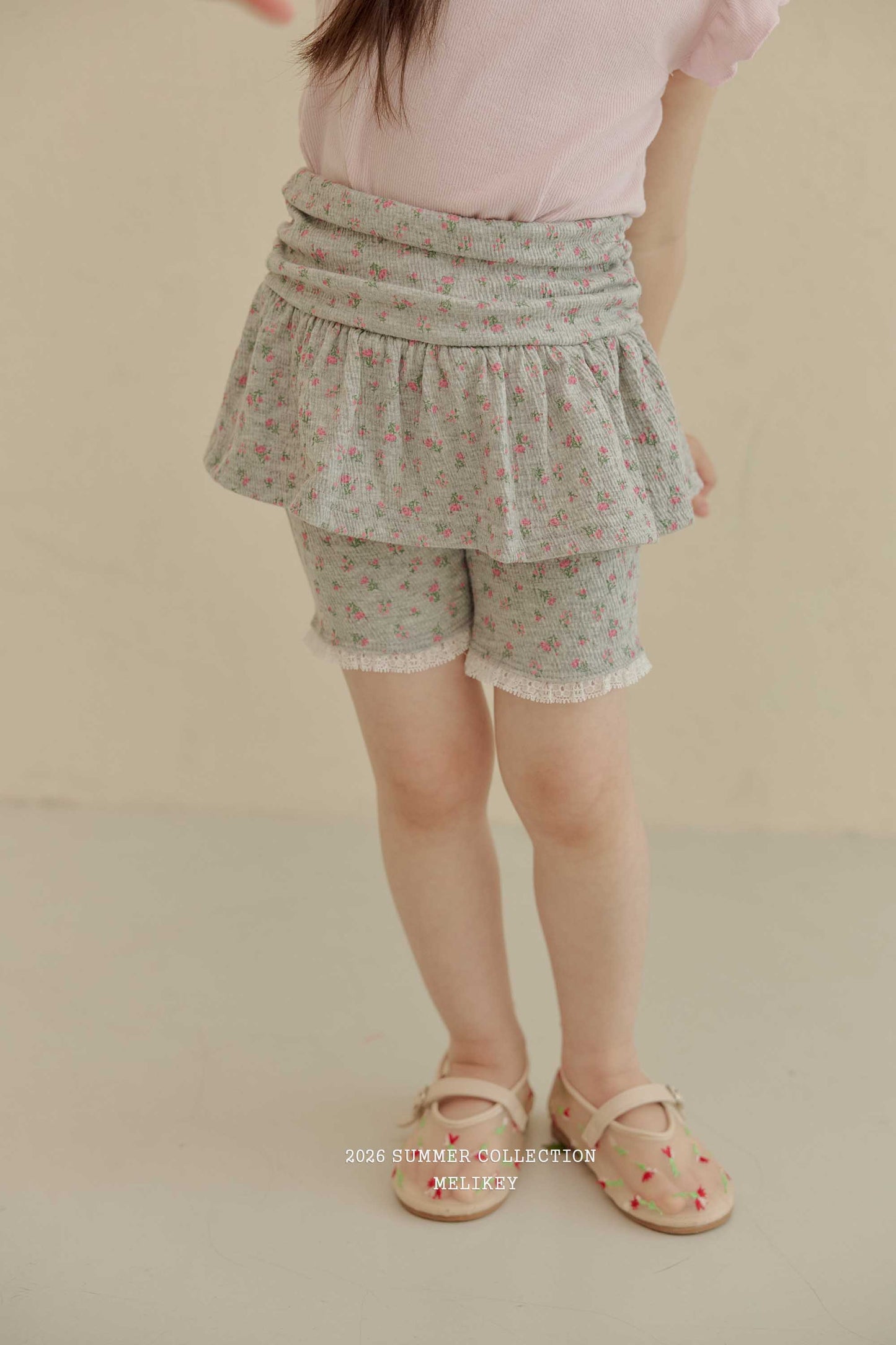 韓國童裝 26夏| ME48 Shirring Skirt Leggings 5-bu 抓皺裙褲5分褲 (80-140cm)