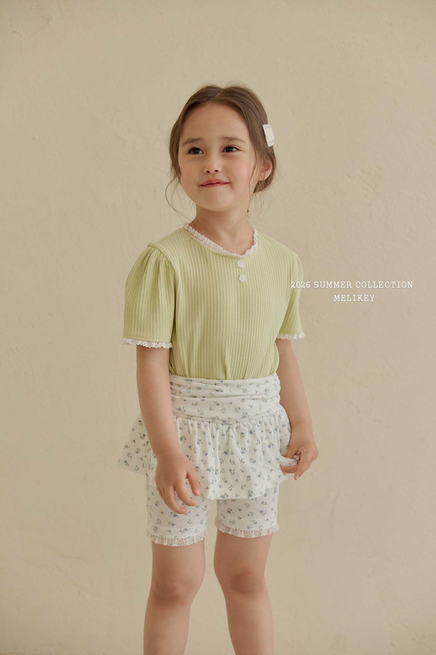 韓國童裝 26夏| ME48 Shirring Skirt Leggings 5-bu 抓皺裙褲5分褲 (80-140cm)