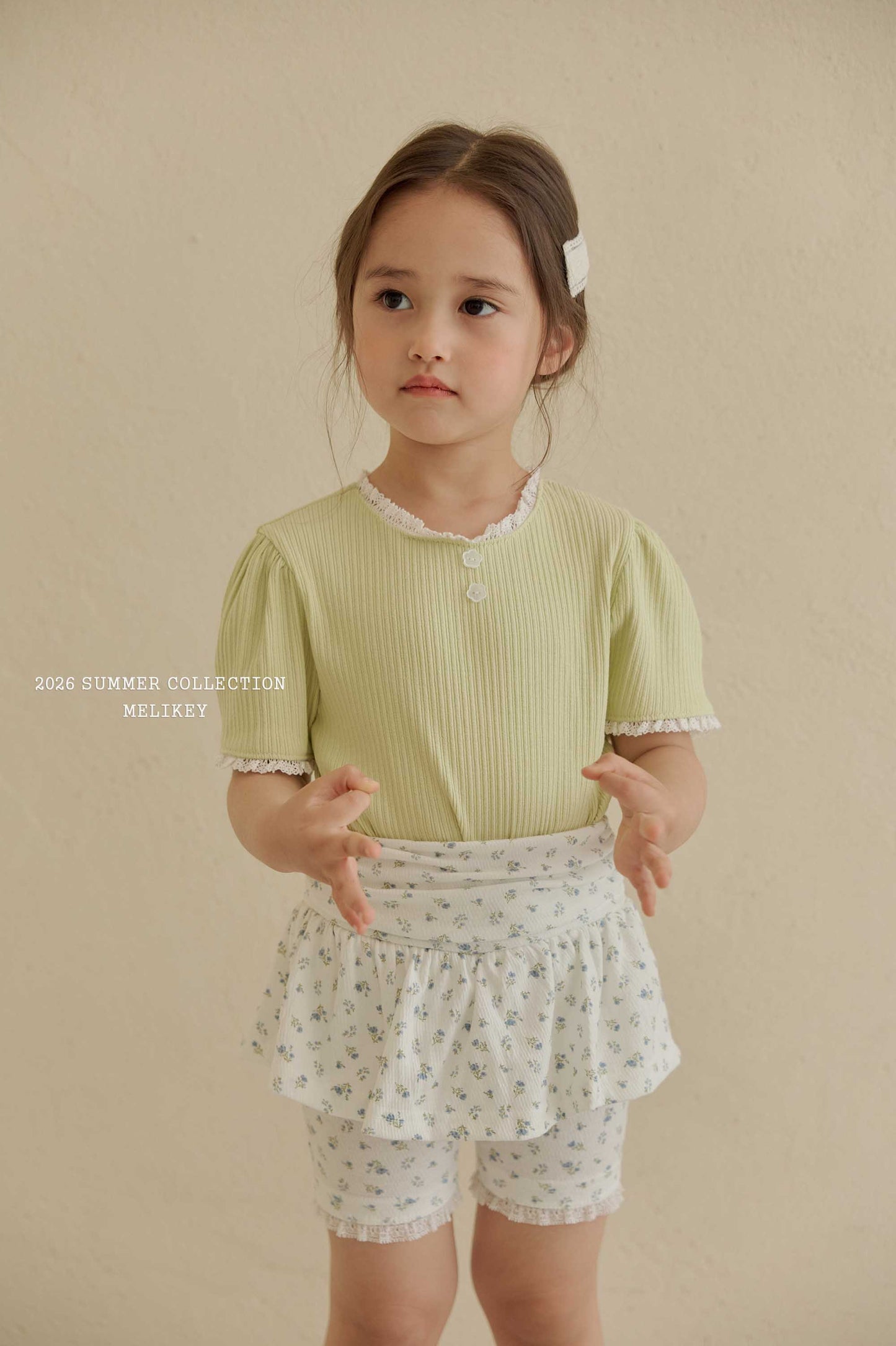 韓國童裝 26夏| ME48 Shirring Skirt Leggings 5-bu 抓皺裙褲5分褲 (80-140cm)