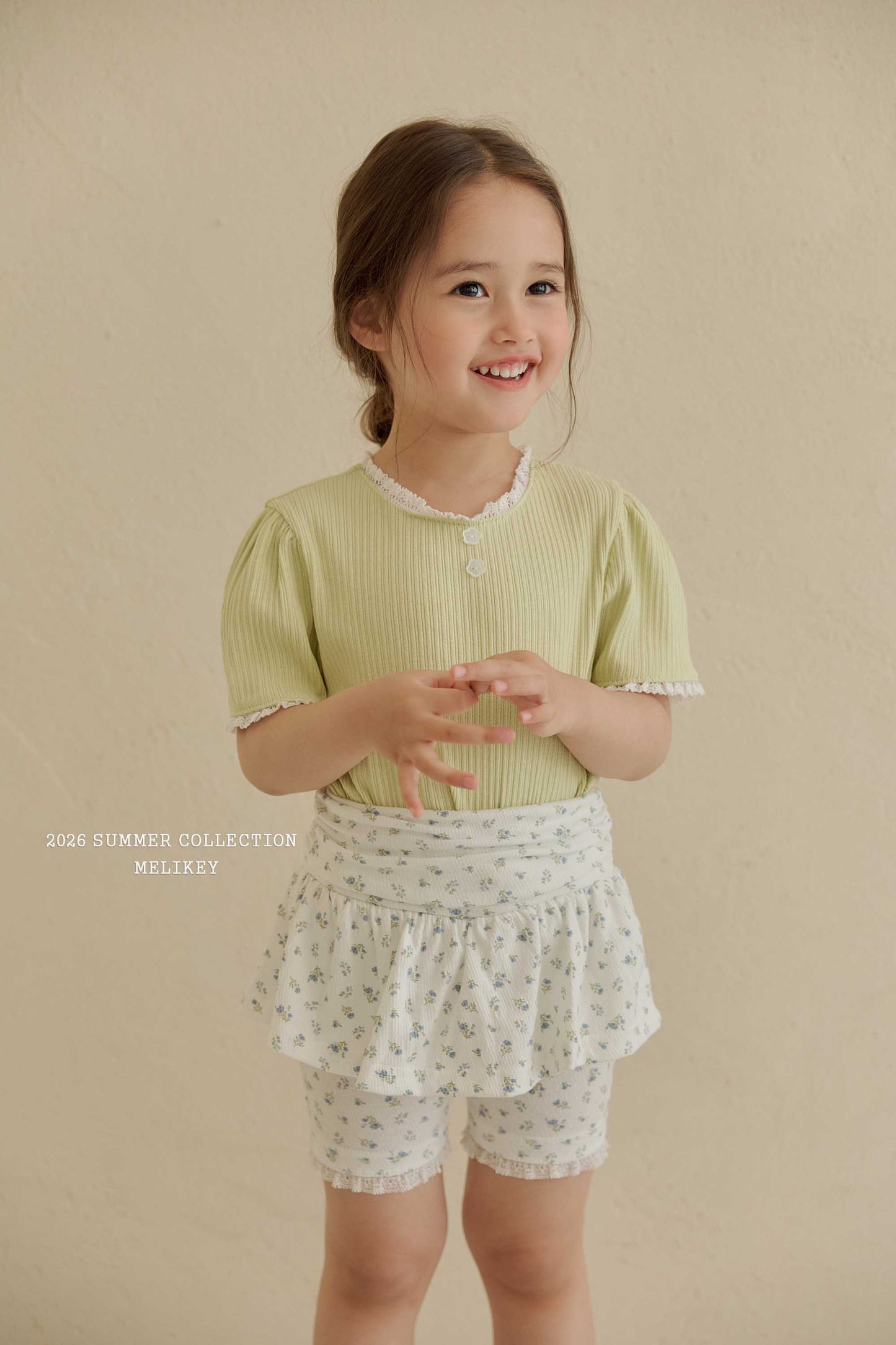韓國童裝 26夏| ME48 Shirring Skirt Leggings 5-bu 抓皺裙褲5分褲 (80-140cm)
