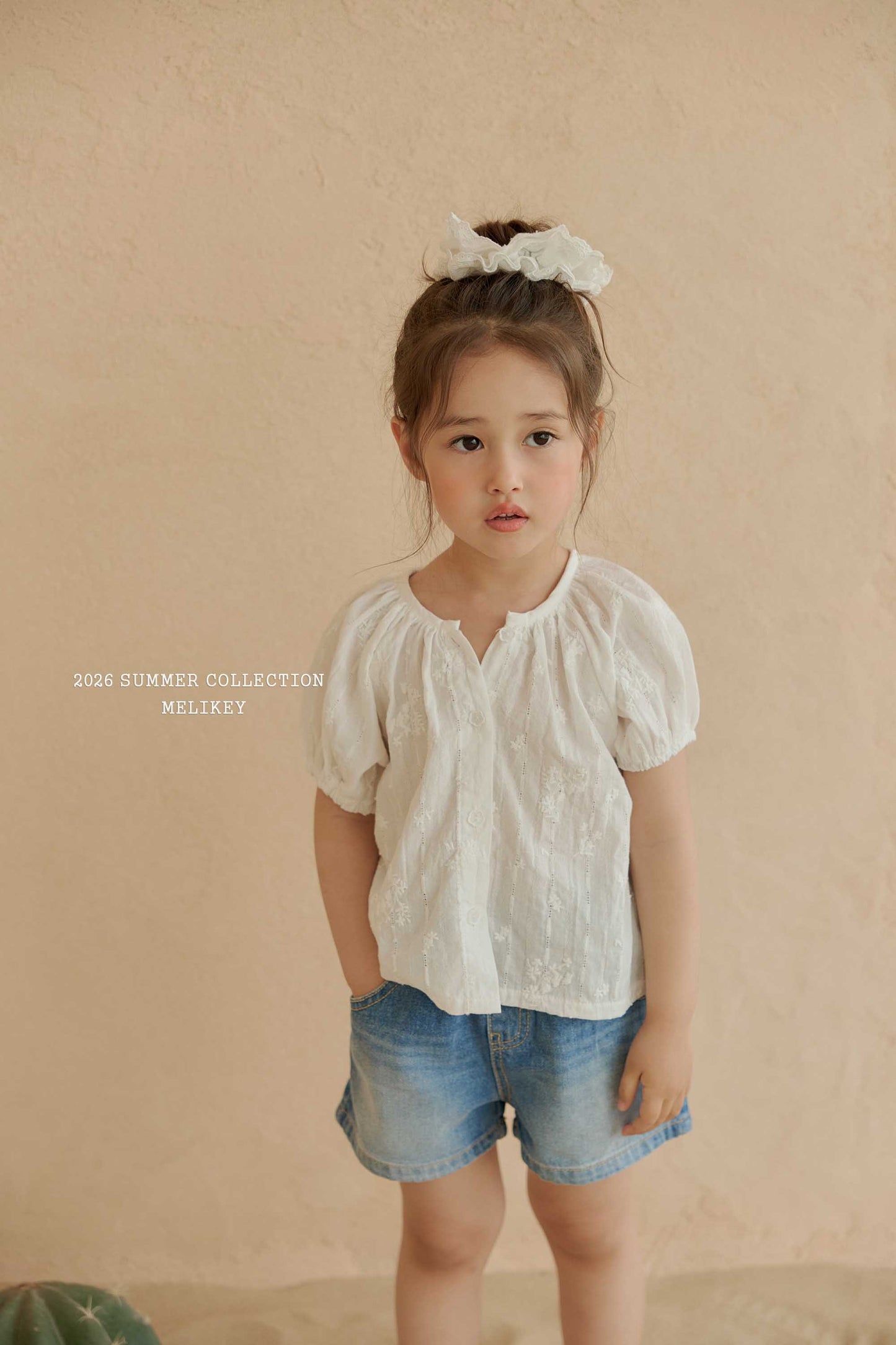 韓國童裝 26夏| ME47 Dandelion Shirring BL 蒲公英抓皺上衣 (80-140cm)