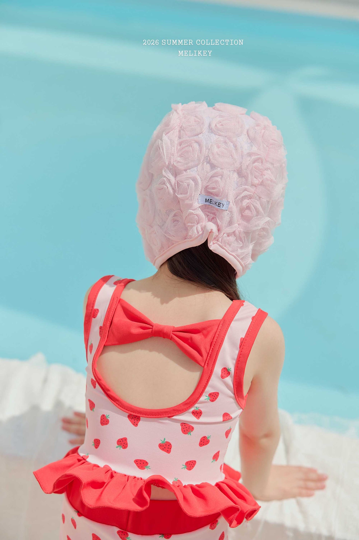 韓國童裝 26夏| ME63 Rose Lace Swim Cap 玫瑰蕾絲泳帽 (FREE)