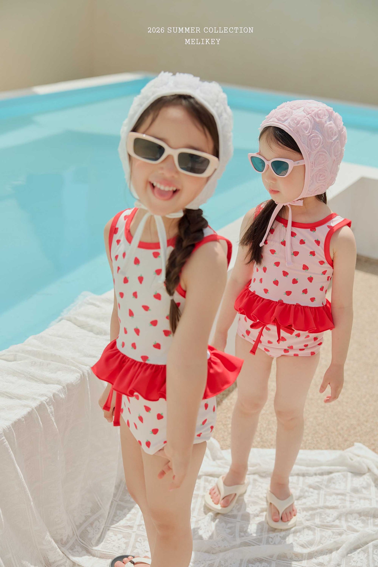 韓國童裝 26夏| ME63 Rose Lace Swim Cap 玫瑰蕾絲泳帽 (FREE)