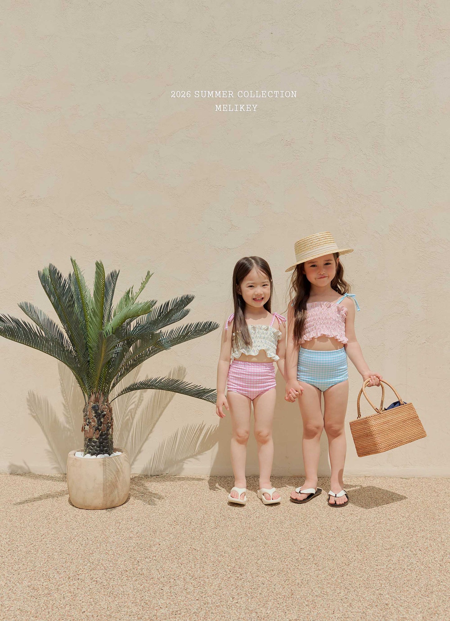韓國童裝 26夏| ME58 Lily Check Swim SET 百合格紋泳裝套組 (90-130cm)