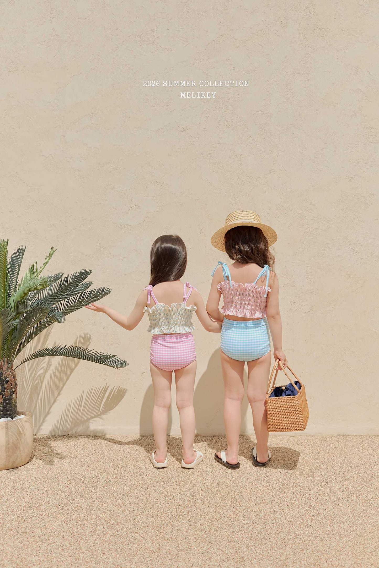 韓國童裝 26夏| ME58 Lily Check Swim SET 百合格紋泳裝套組 (90-130cm)