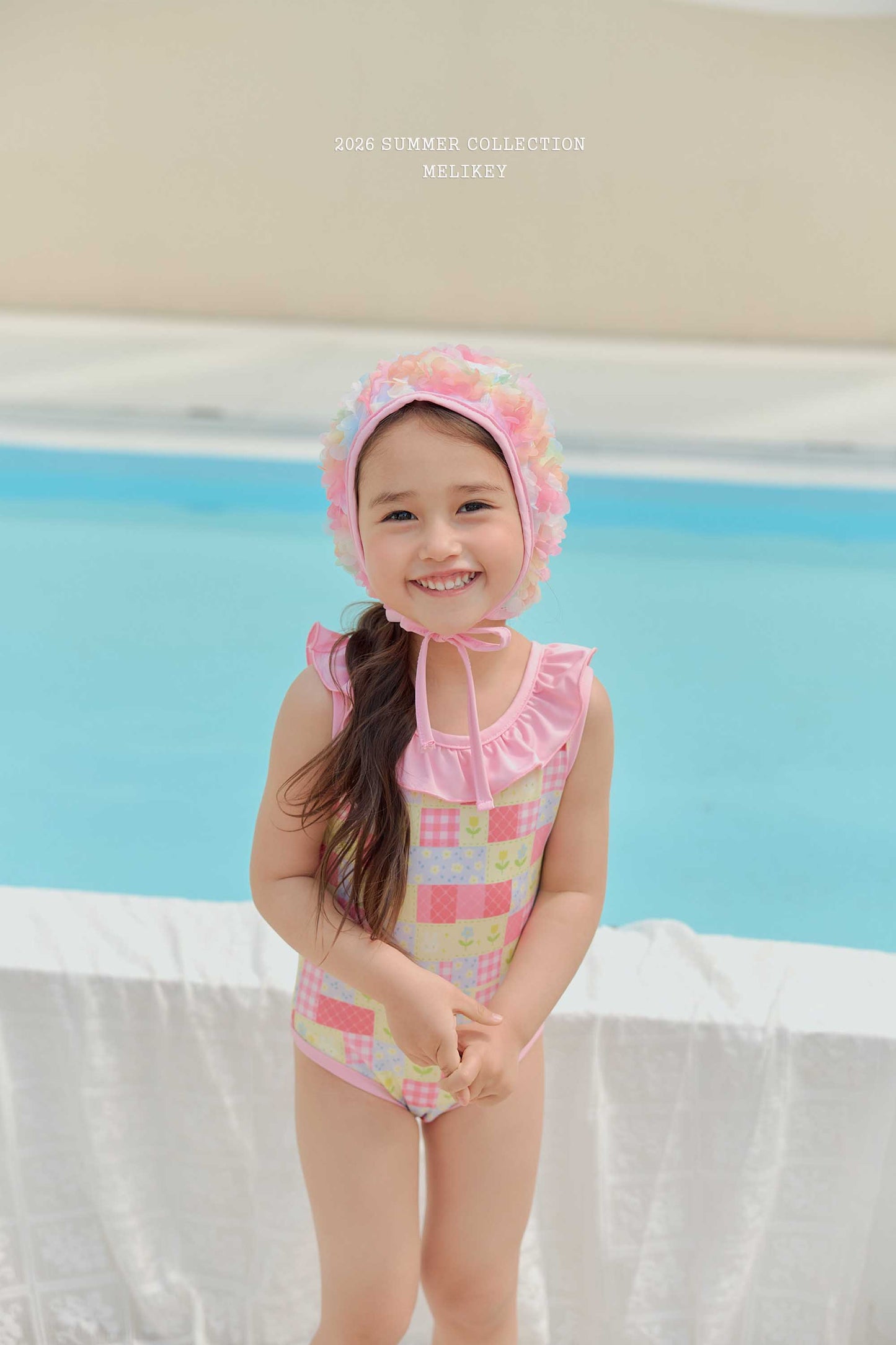 韓國童裝 26夏| ME56 Garden Frill Swimsuit 花園荷葉邊連身泳裝 (90-130cm)