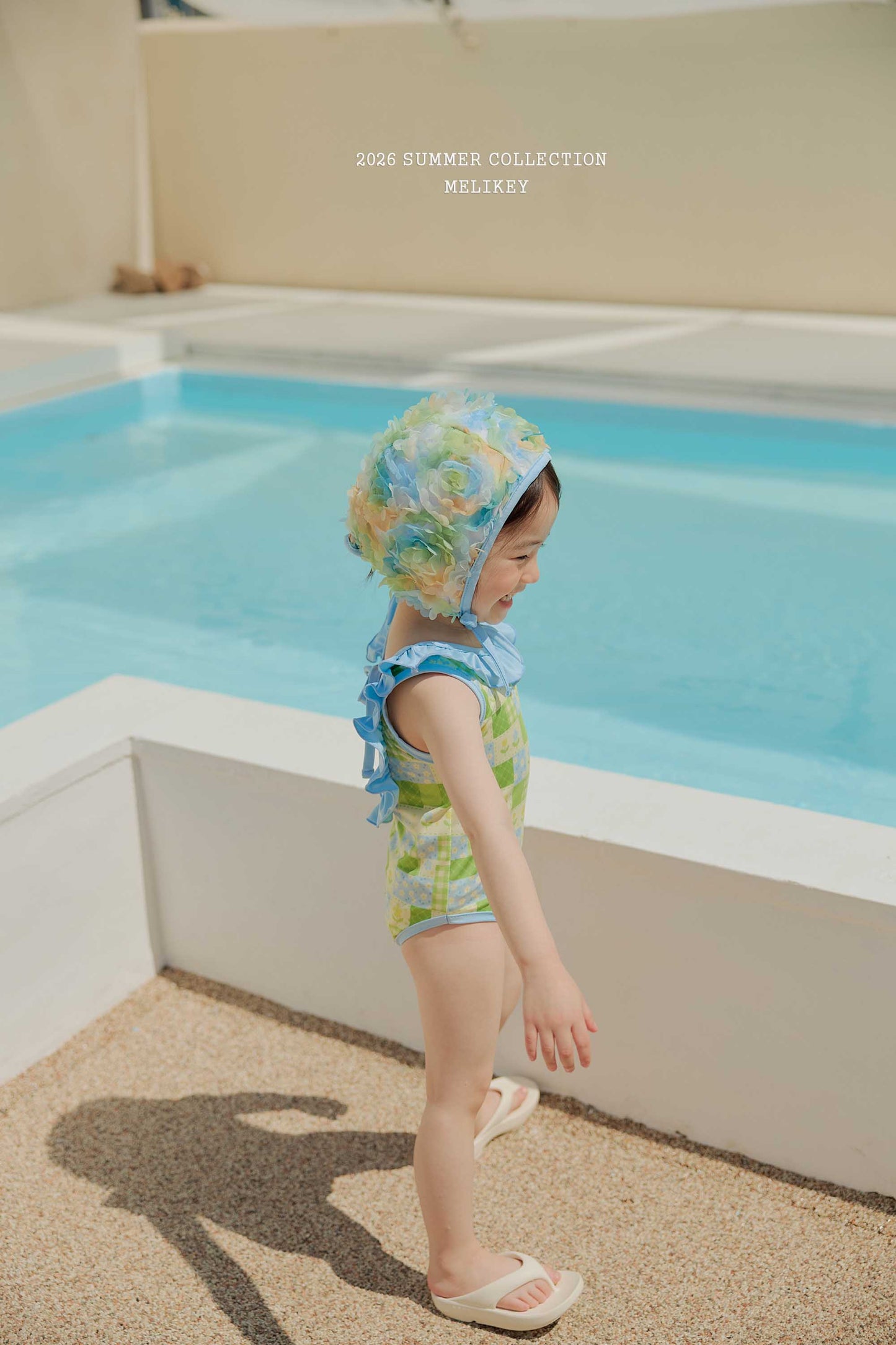韓國童裝 26夏| ME56 Garden Frill Swimsuit 花園荷葉邊連身泳裝 (90-130cm)