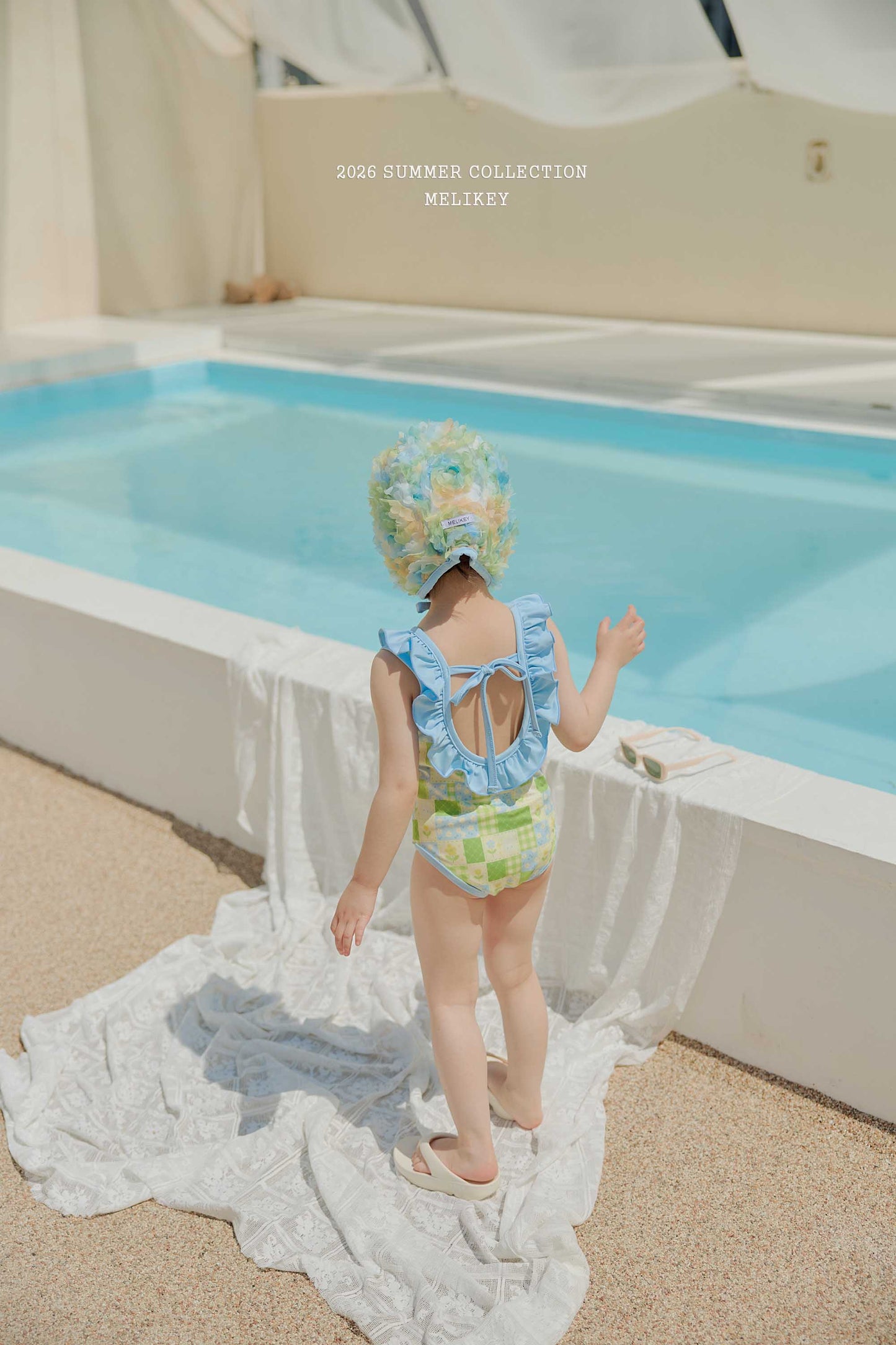 韓國童裝 26夏| ME56 Garden Frill Swimsuit 花園荷葉邊連身泳裝 (90-130cm)