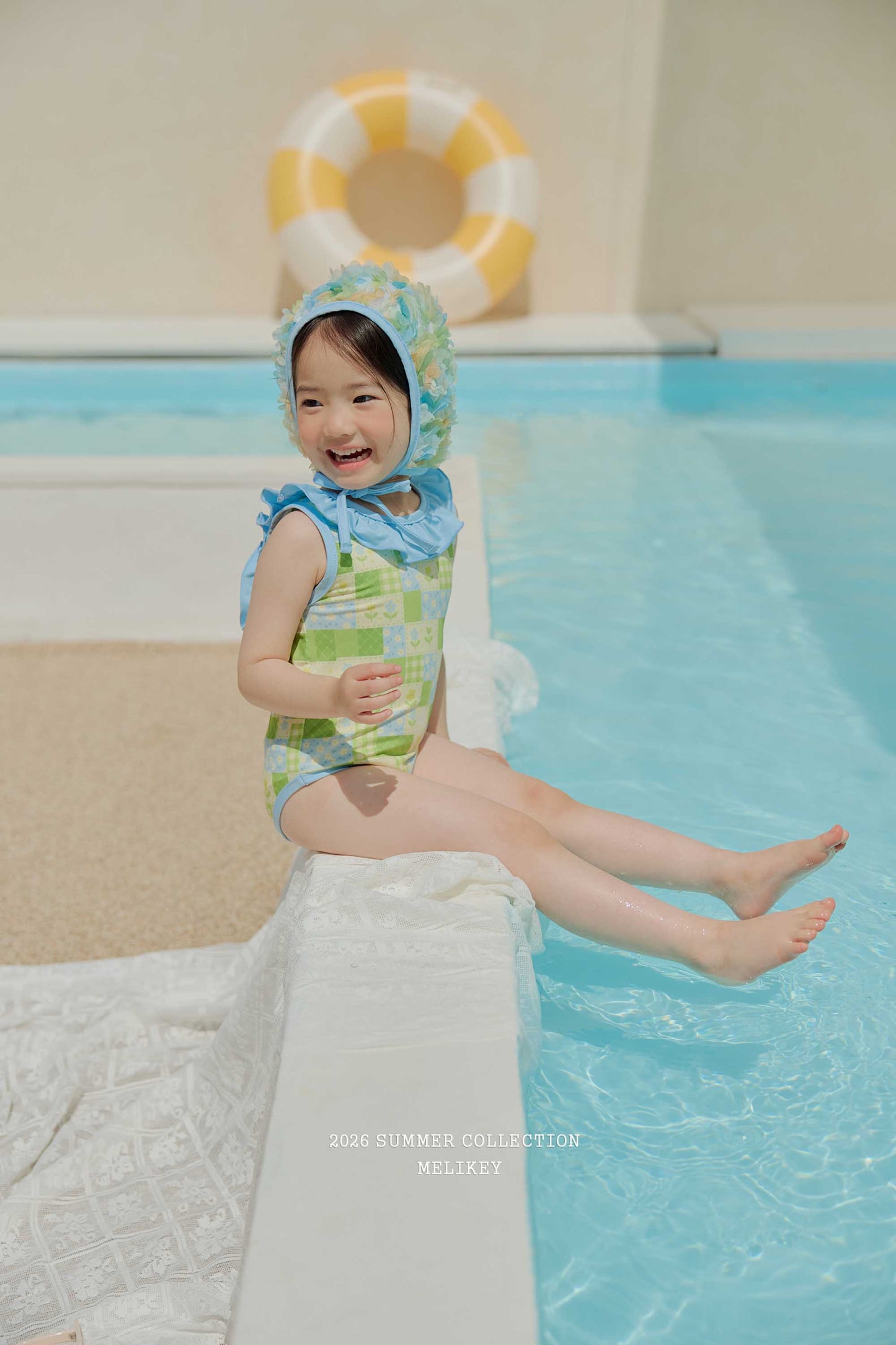 韓國童裝 26夏| ME56 Garden Frill Swimsuit 花園荷葉邊連身泳裝 (90-130cm)