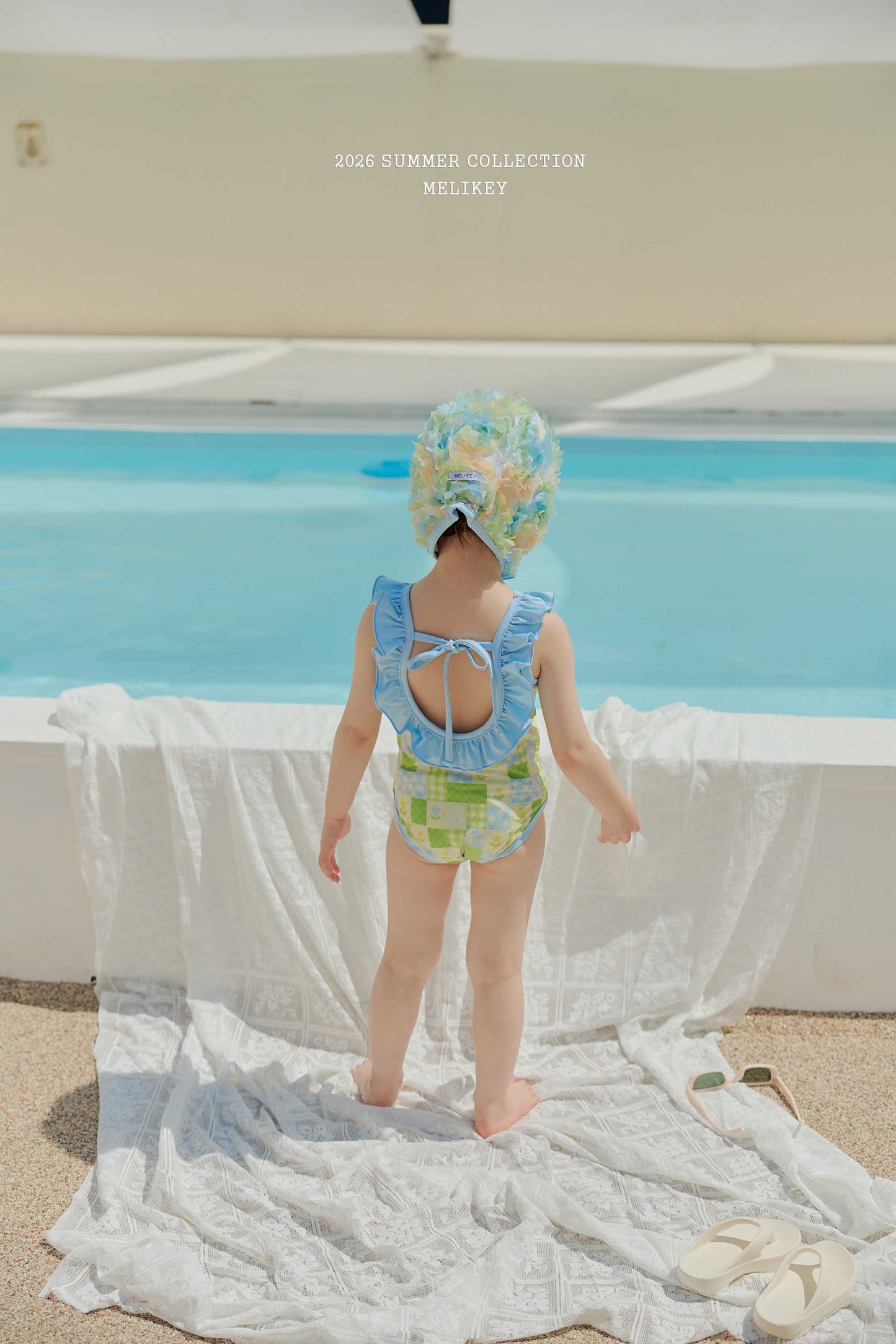 韓國童裝 26夏| ME56 Garden Frill Swimsuit 花園荷葉邊連身泳裝 (90-130cm)
