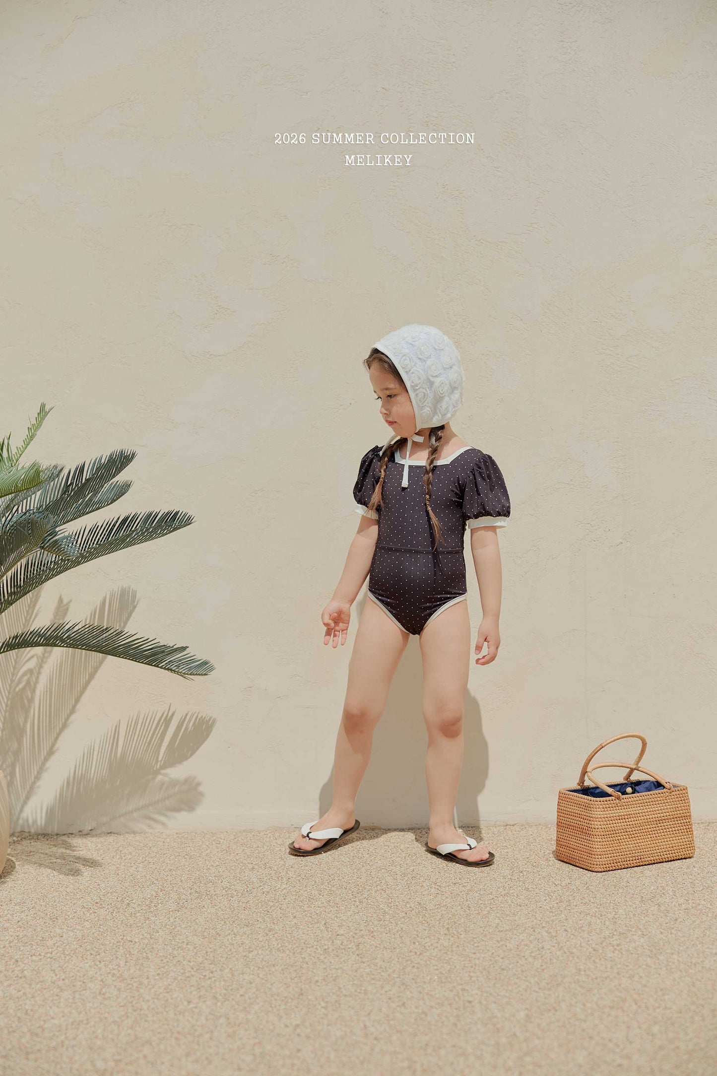 韓國童裝 26夏| ME60 Mini Dot Swimsuit (Black) 迷你波點連身泳裝 (黑) (90-130cm)