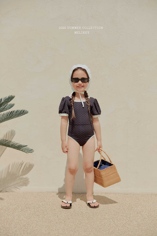 韓國童裝 26夏| ME60 Mini Dot Swimsuit (Black) 迷你波點連身泳裝 (黑) (90-130cm)
