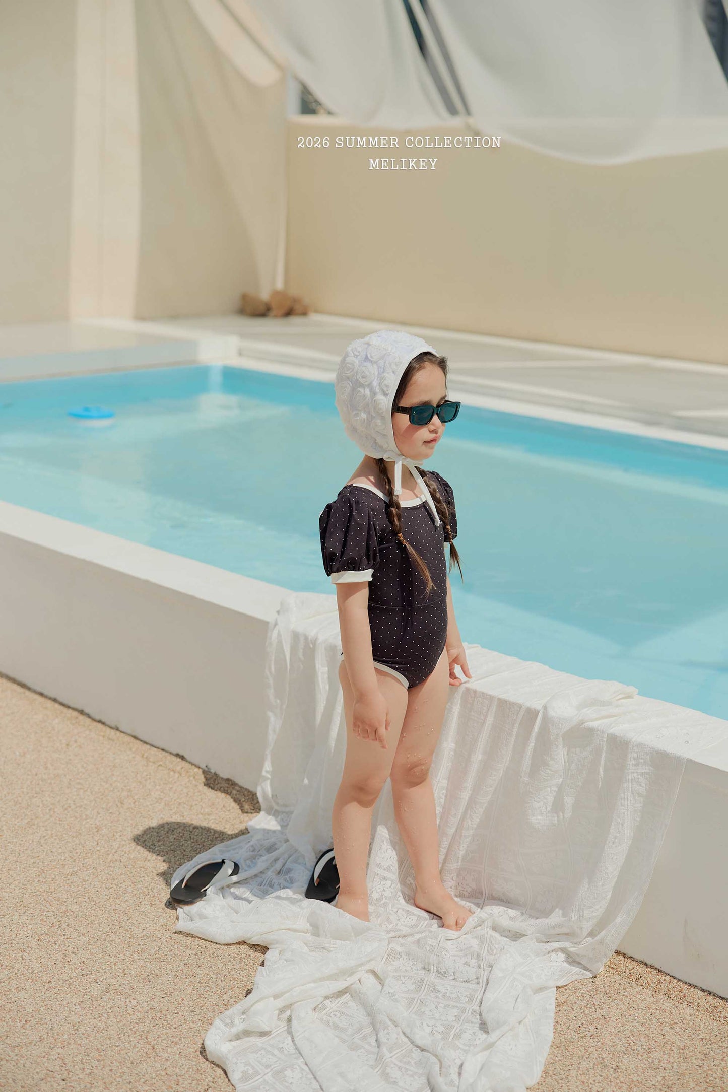 韓國童裝 26夏| ME60 Mini Dot Swimsuit (Black) 迷你波點連身泳裝 (黑) (90-130cm)