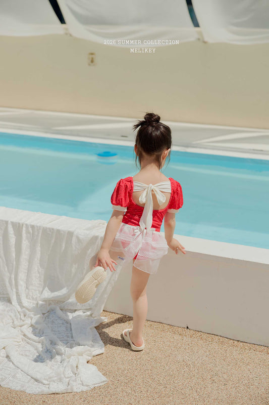 韓國童裝 26夏| ME61 Mini Dot Swimsuit (Red) 迷你波點連身泳裝 (紅) (90-130cm)