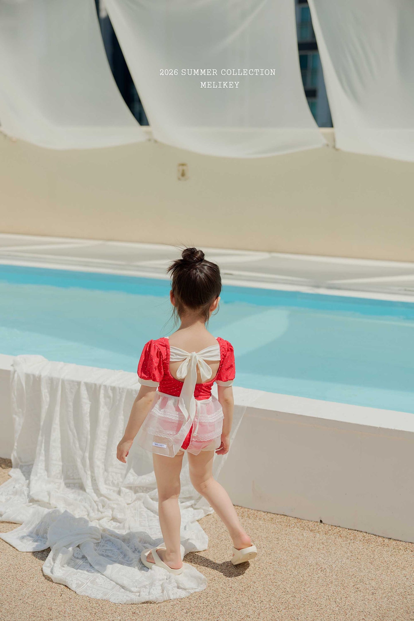 韓國童裝 26夏| ME61 Mini Dot Swimsuit (Red) 迷你波點連身泳裝 (紅) (90-130cm)
