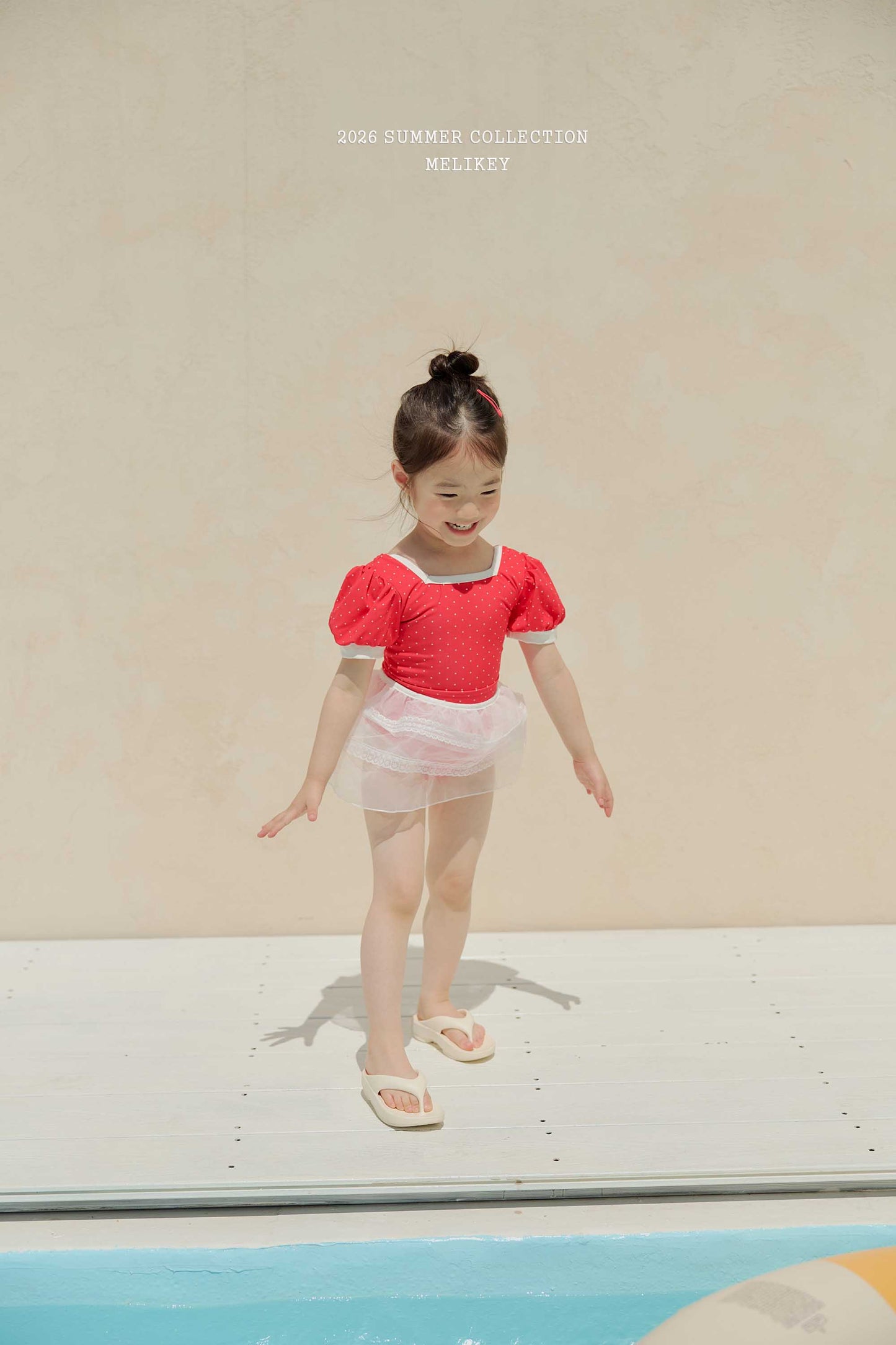 韓國童裝 26夏| ME61 Mini Dot Swimsuit (Red) 迷你波點連身泳裝 (紅) (90-130cm)