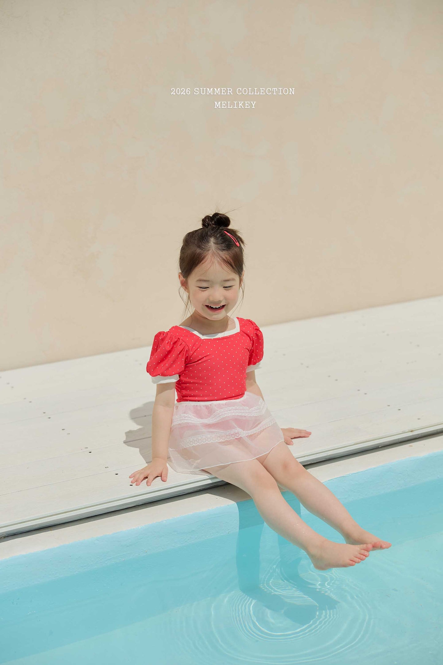 韓國童裝 26夏| ME61 Mini Dot Swimsuit (Red) 迷你波點連身泳裝 (紅) (90-130cm)