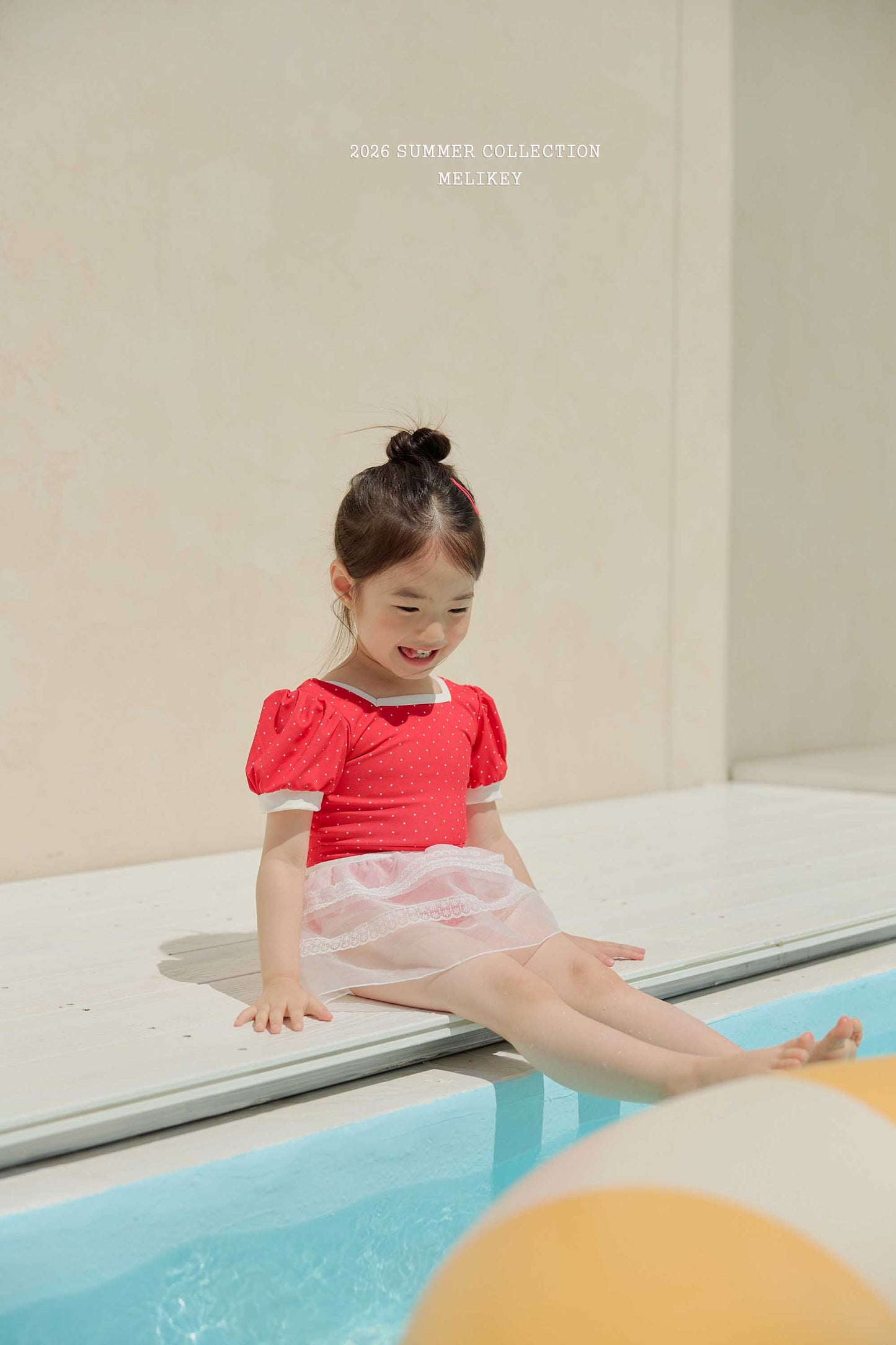 韓國童裝 26夏| ME61 Mini Dot Swimsuit (Red) 迷你波點連身泳裝 (紅) (90-130cm)