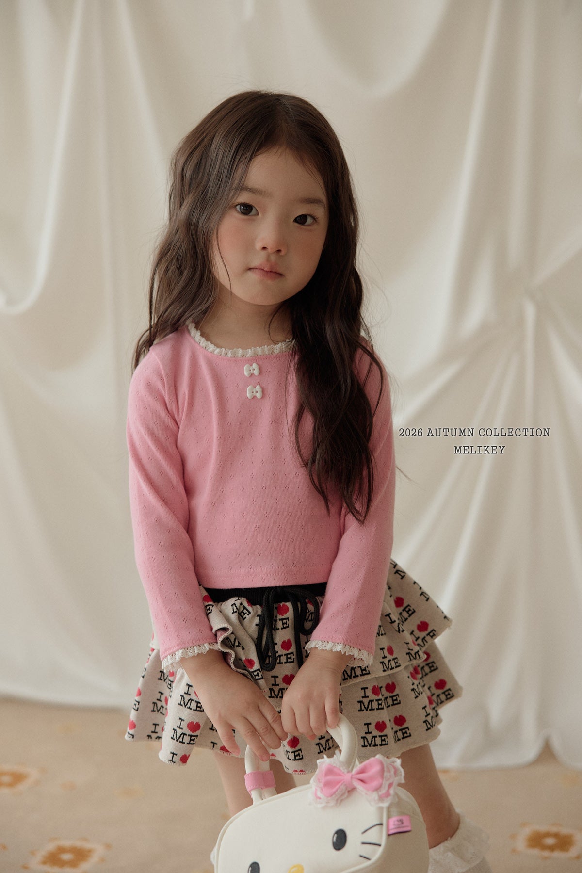 韓國童裝 26秋| ME08 Ribbon Button T-shirt 上衣 (80-140)