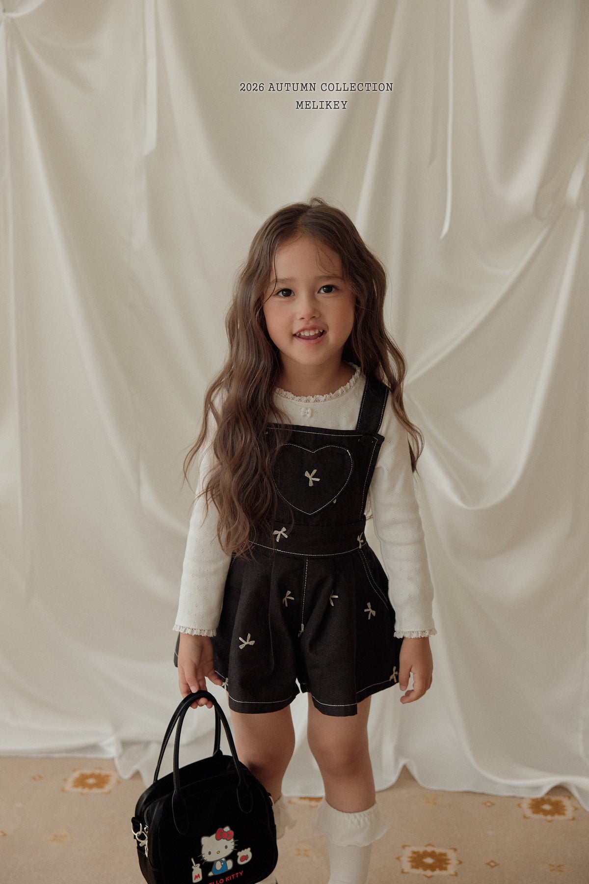 韓國童裝 26秋| ME53 Ribbon Embroidery Overalls 吊帶褲 (80-140)
