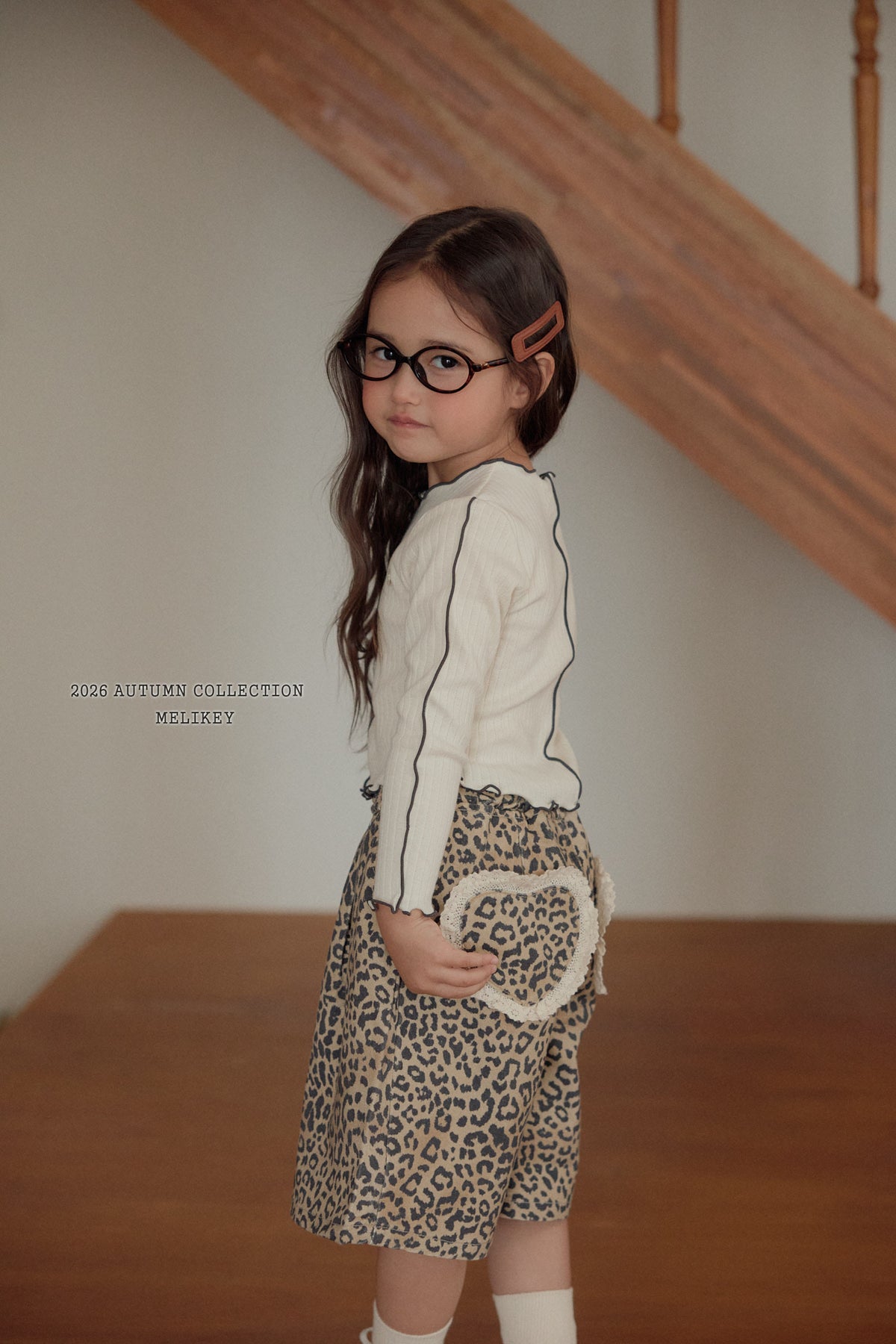 韓國童裝 26秋| ME44 Leopard Heart Bermuda Shorts 百慕大短褲 (80-140)